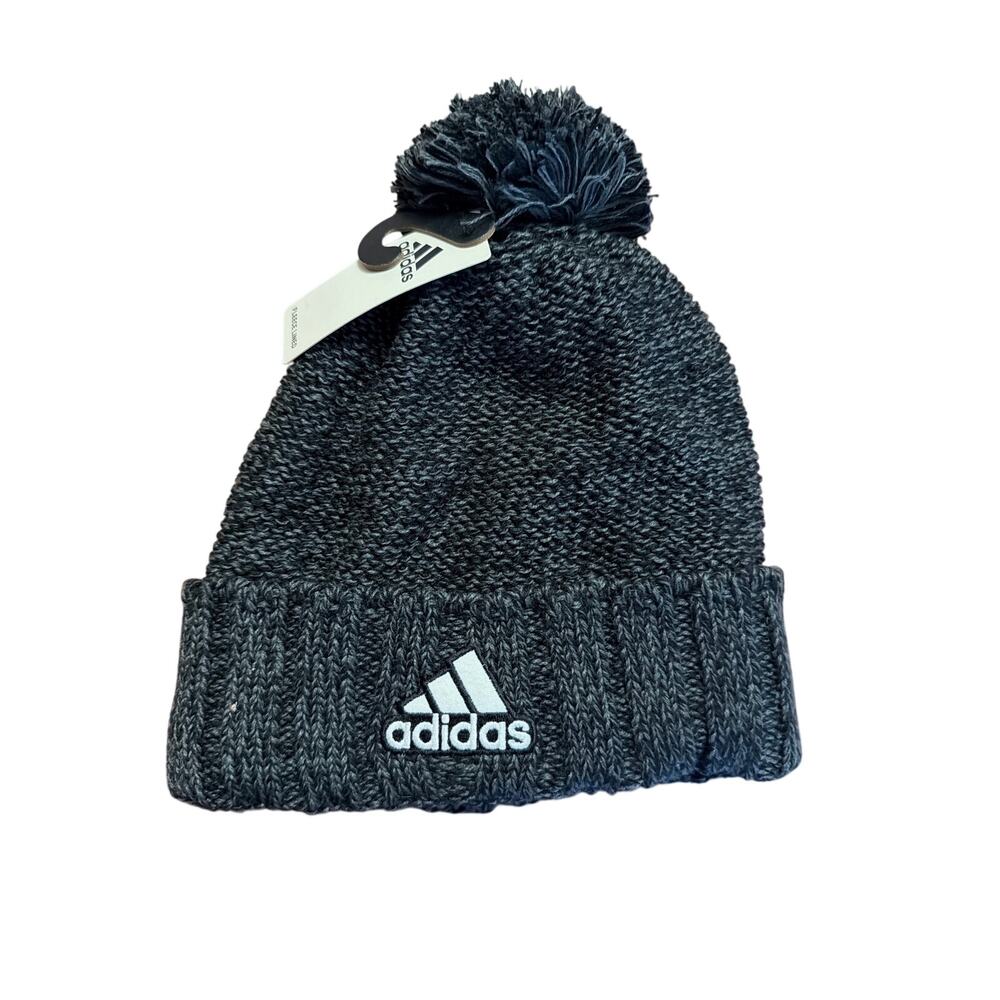 Adidas Men's Recon 3 Ballie Black & Gray Fleece Marble Beanie Winter Hat New